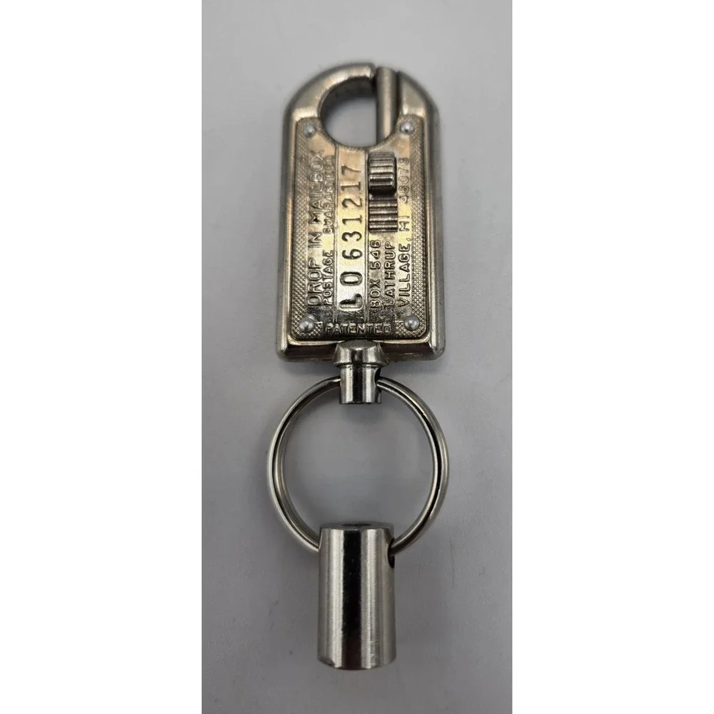 Vtg LINCOLN Logo Key Chain Fob Lost Mail Return Ring Lathrup Village Michigan US